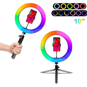Dimmable RGB Ring Light with Tripod Stand & Phone Holder, RGB Ring Light with Phone Holder, Suitable for Makeup, Photography, and Video Recording