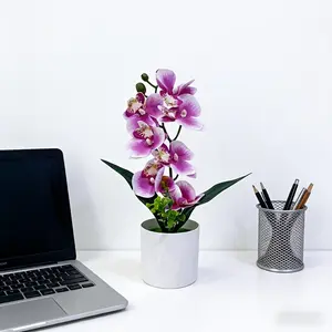 1 Pc Artificial Orchid Potted Plant – Realistic faux flower bonsai with pot, faux flowers, Faux Flower Decorations, Chinese-style décor for home, office, home decoration and gift for weddings or special occasions