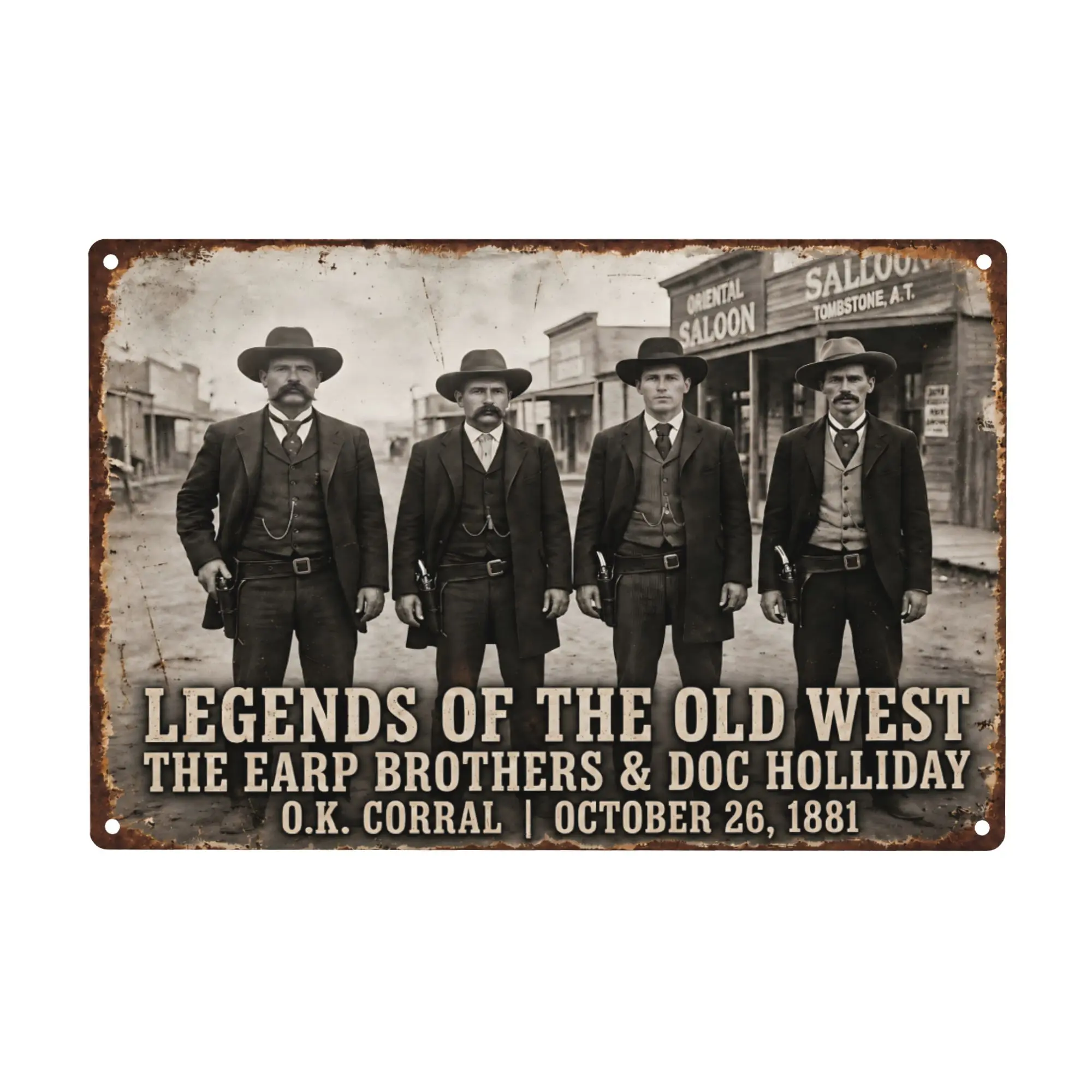 Old West Tombstone Arizona Tin Poster - Metal Gunfighters Legend Sign, Classic Vintage Home Signs, Artistic Print Decor for Room Wall Hanging in Garage Bar, SummerWins, DealsForYouDays