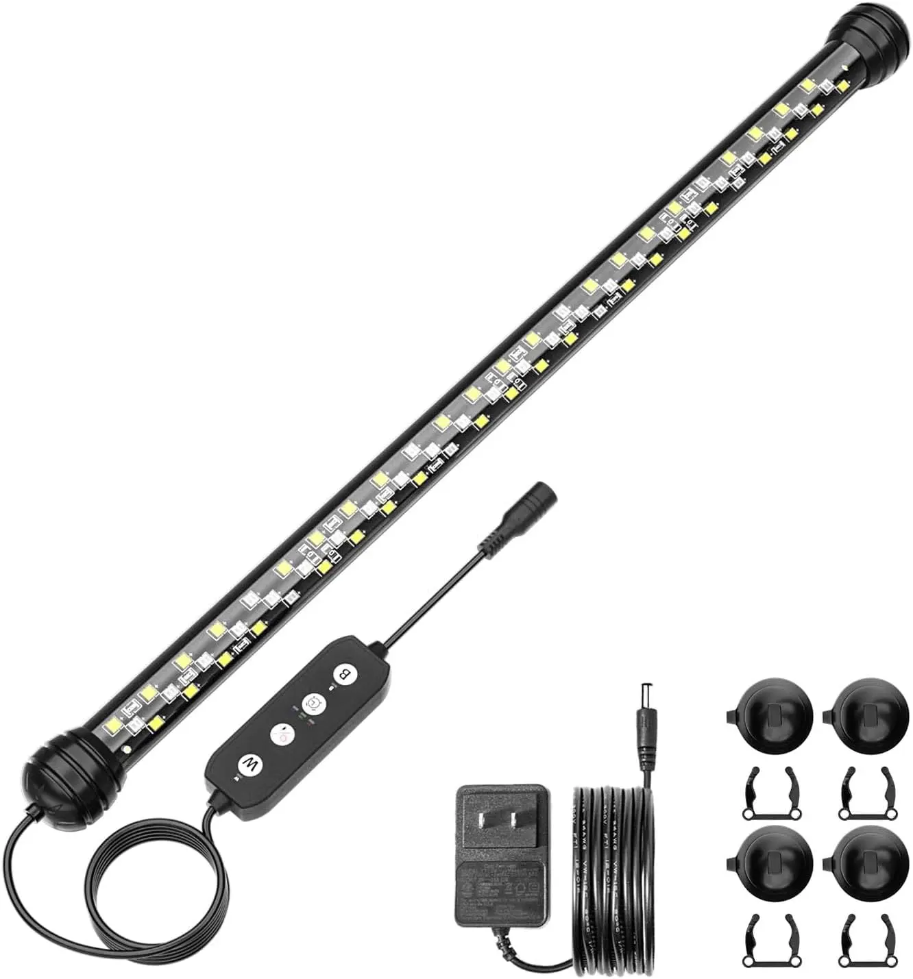 SEAOURA 7-Inch 5W Full Spectrum Submersible LED Aquarium Light - IP68 Waterproof Underwater LED Lighting for 7.8-17in Freshwater Fish Tanks, Timer Auto On/Off, 3 Modes, Adjustable Brightness, Led Light, Silicone