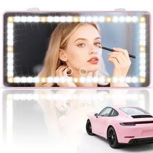 JOYTUTUS Car Sun Visor Vanity Mirror - USB Rechargeable 1500mAh Battery Makeup Mirror with 60 LEDs, 3 Light Modes & Dimmable Touch Control Dimmable Bicolor Lighting for Enhanced Makeup Routine, Car Interior Accessories for Women, Cars, Trucks, SUVs