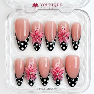 Younique Nails 2025 | LT Studio | Retro petals | 10PCS 100% Handmade Press-On Nails | Reusable Colorful Art acrylic stylish 3D