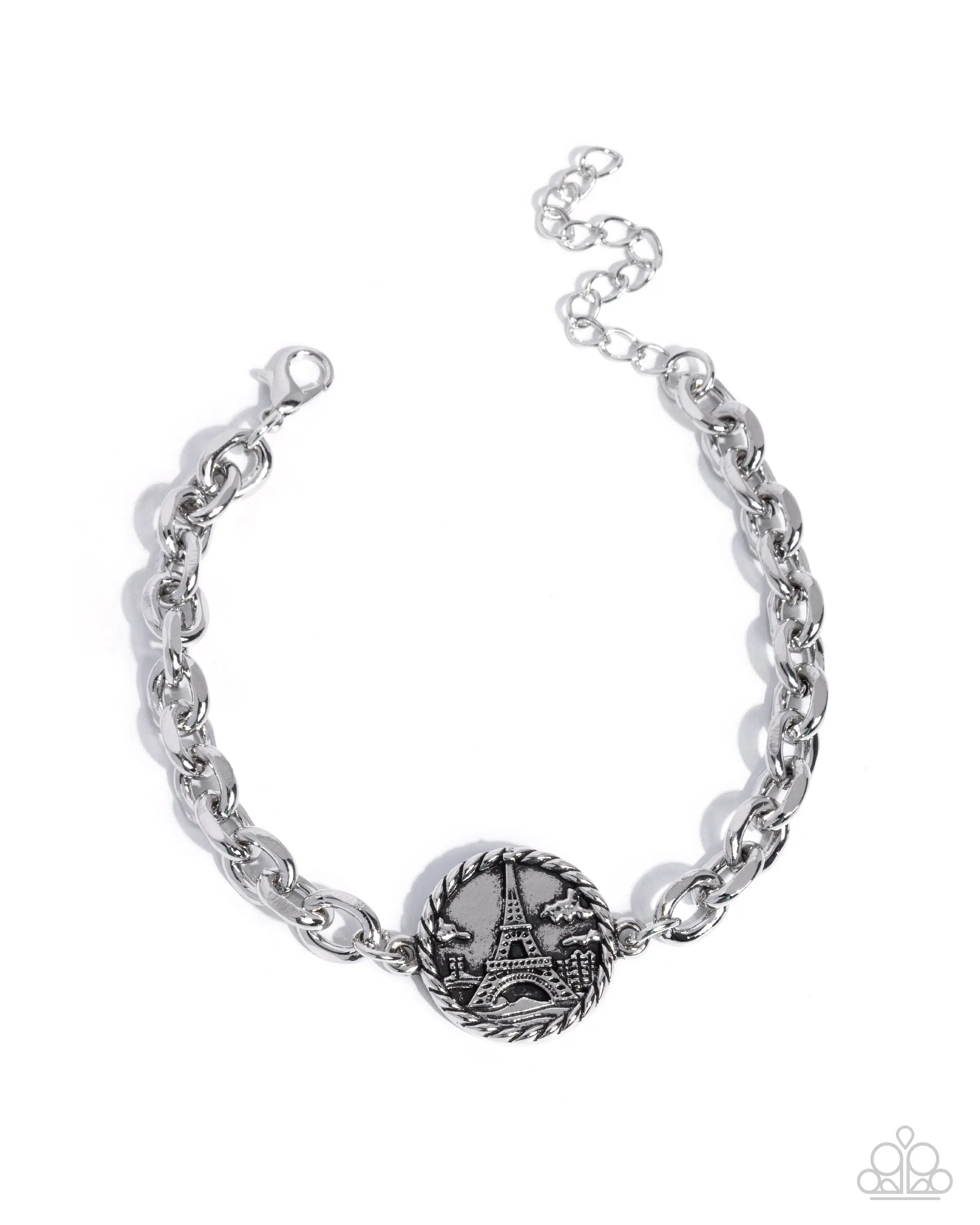 French Class - Silver Eiffel Tower Bracelet - Paparazzi