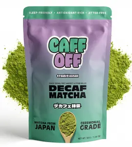 Caff Off Ceremonial Grade Decaf Matcha From Japanese for Caffeine-Sensitive Souls - Heavy Metals Tested, Shade-Grown & First Harvest Blend