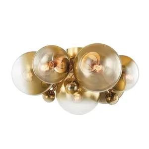 Kyoto Flush Mount Ceiling Light With Ombre Glass Globes In Assorted Sizes