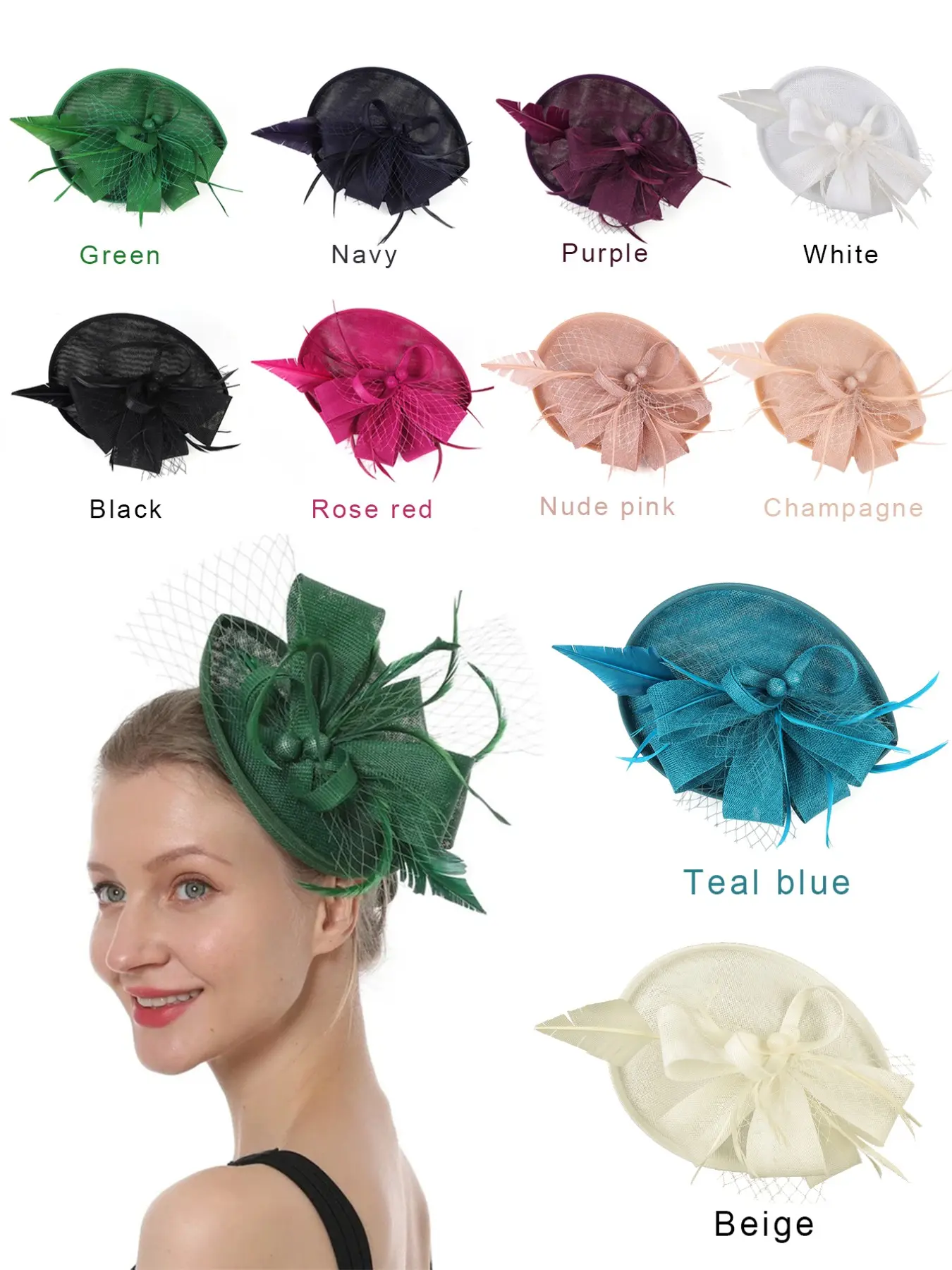 Fascinators Hats for Women - Tea Party Kentuck Fascinator Pillbox Fitted Style All Over Print Derby Hat Sinamay Headband with Hair Clip All Seasons Fashion Headbands