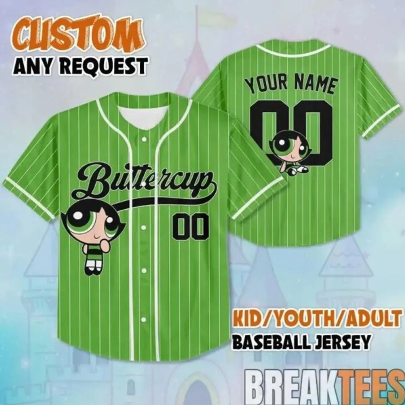 Buttercup The Powerpuff Girls Baseball Jersey V2 JC5