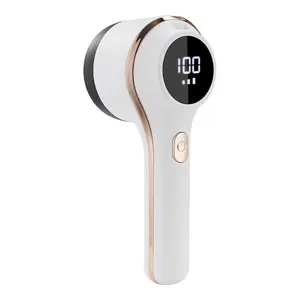 Electric Fabric Lint Remover, Rechargeable Sweater Shaver for Clothes, White & Purple, Portable USB-Powered Lint Shaver with 3-Speed Modes, 6-Leaf Blades, and Digital LED Display