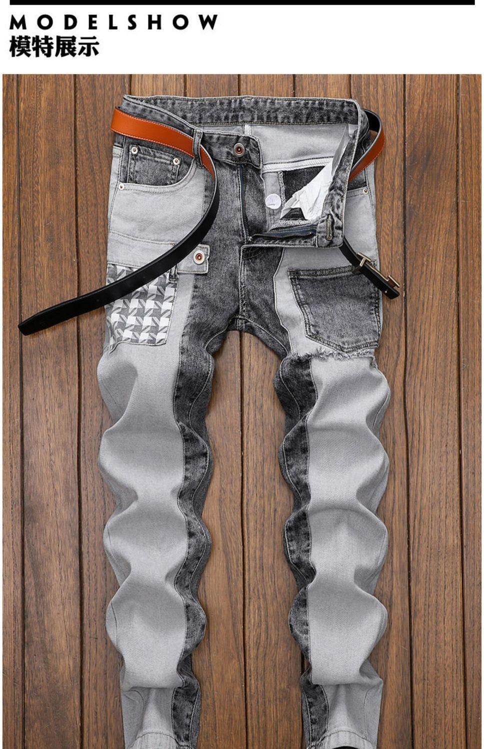 spring autumn cargos Men's clothing straight new Cargo slim casual original designer cowboy work Splice jeans pants Trousers Menswear