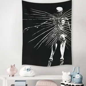 Skeleton Pattern Tapestry, Gothic Polyester Fiber Wall Hanging, Durable Decorative Tapestry, Washable Large Tapestry for Bedroom, Living Room, Dorm, Party Decor, Decoration