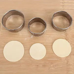 3-Piece Stainless Steel Dumpling Mould Cutter Set, Cake Cookie Dough Cutting Accessories, 430 Stainless Steel Material, Suitable for Contact Use