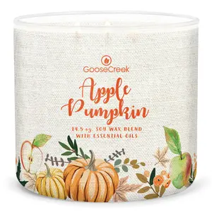 Goose Creek Apple Pumpkin Large 3-Wick Candle Decor 14.5 oz Soy Wax Blend with Essential Oils for Autumn Home Decor