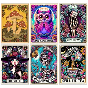 1Pc DIY Skull Art Diamond Painting Tarot Skull Woman Mosaic Cross Stitch Kit Rhinestone Puzzle Inlay DIY Gift Decorative Painting Handicraft Canvas