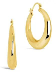 Sterling Forever Kali Tube Hoop Earrings - 14K Gold Plated Classic 2” Hoops for Women - Sleek Day-to-Night Statement Earrings with Secure Friction Latch.