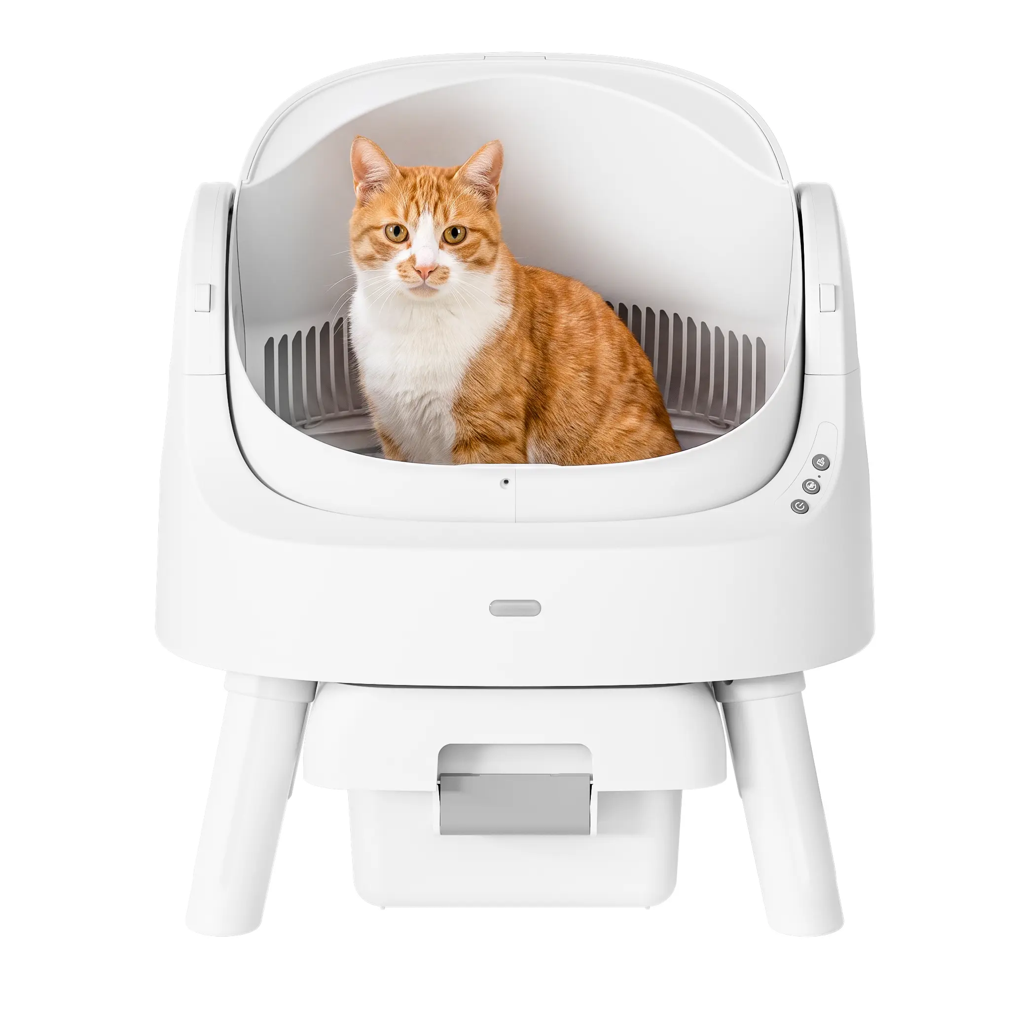 Fortnaut Open-Top Self-Cleaning Cat Litter Box, Automatic Cat Litter Box with Safety Sensors, Easy-Access Design and Pull-and-Wrap Waste Drawer