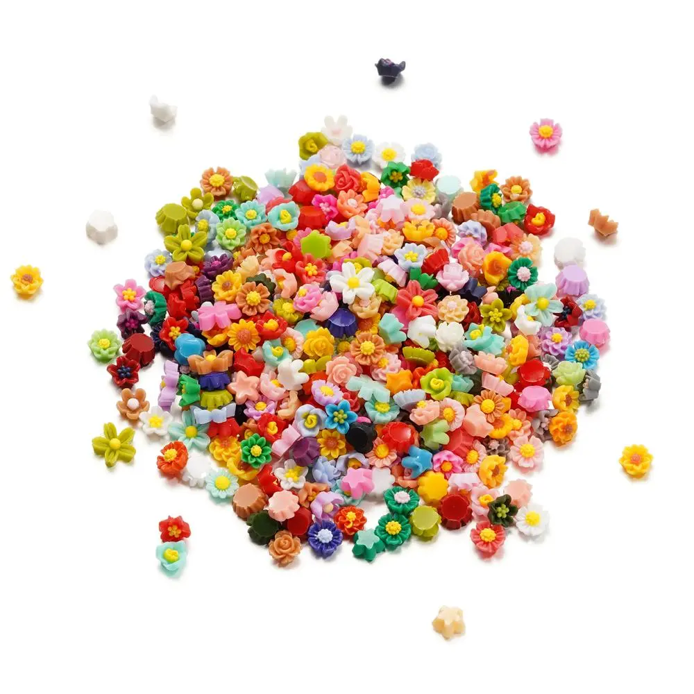 100Pcs/Lot 6-8mm Mixed Resin Flowers Fillings Materials for DIY Epoxy Resin Mold Nail Art Decor Crafts Accessories