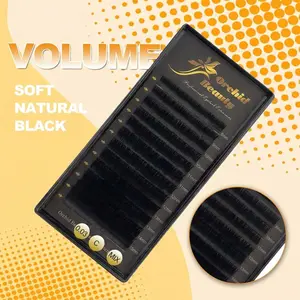 Orchid Beauty Dark Black Premium Mink False Eyelashes Fluffy Lashes Professional Lash Extensions for Technicians Super Volume Curly Individual Lashes Eyelash Clusters Extensions Salon Supply
