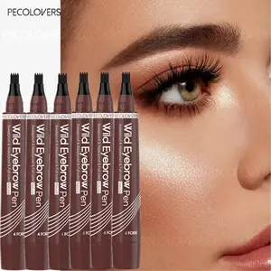 6pcs/set Waterproof Dark Brown 4 Fork Eyebrow Pencil Microblading Eyebrow Pen Eyebrow Makeup Long Lasting Liquid Eyebrow Tattoo Pencil Eyebrow Products