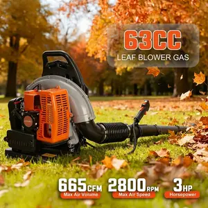 Backpack Leaf Blower 665 CFM Gas Blower 1.7L Fuel Tank 2-Stroke Engine for Lawn Care & Snow Removal Ergonomic Design 3HP Power Orange