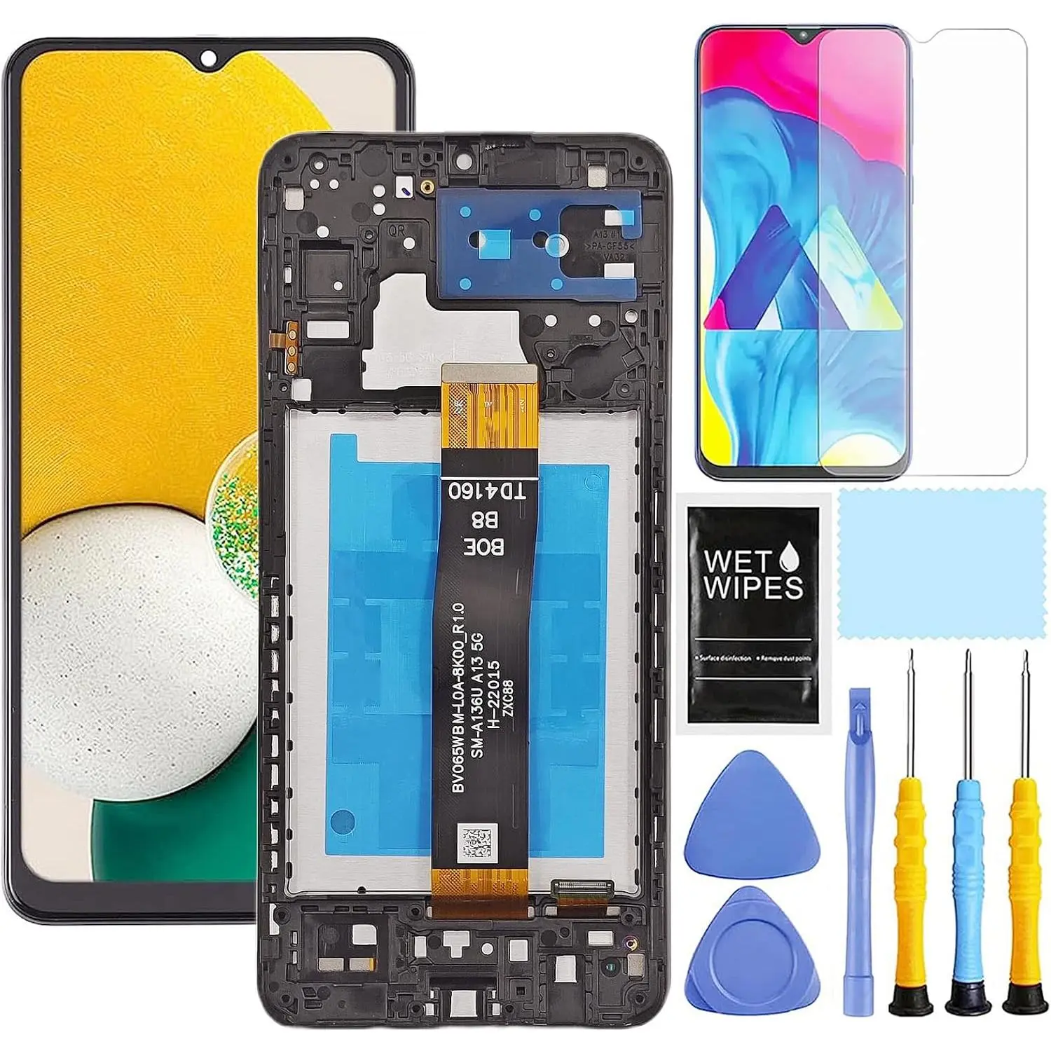 for  Galaxy A13 5G Screen Replacement with Frame for  a13 a136u Screen Replacement kit s136dl a136a a136w LCD Touch Display digitizer with Repair Part Tools 6.5 inch