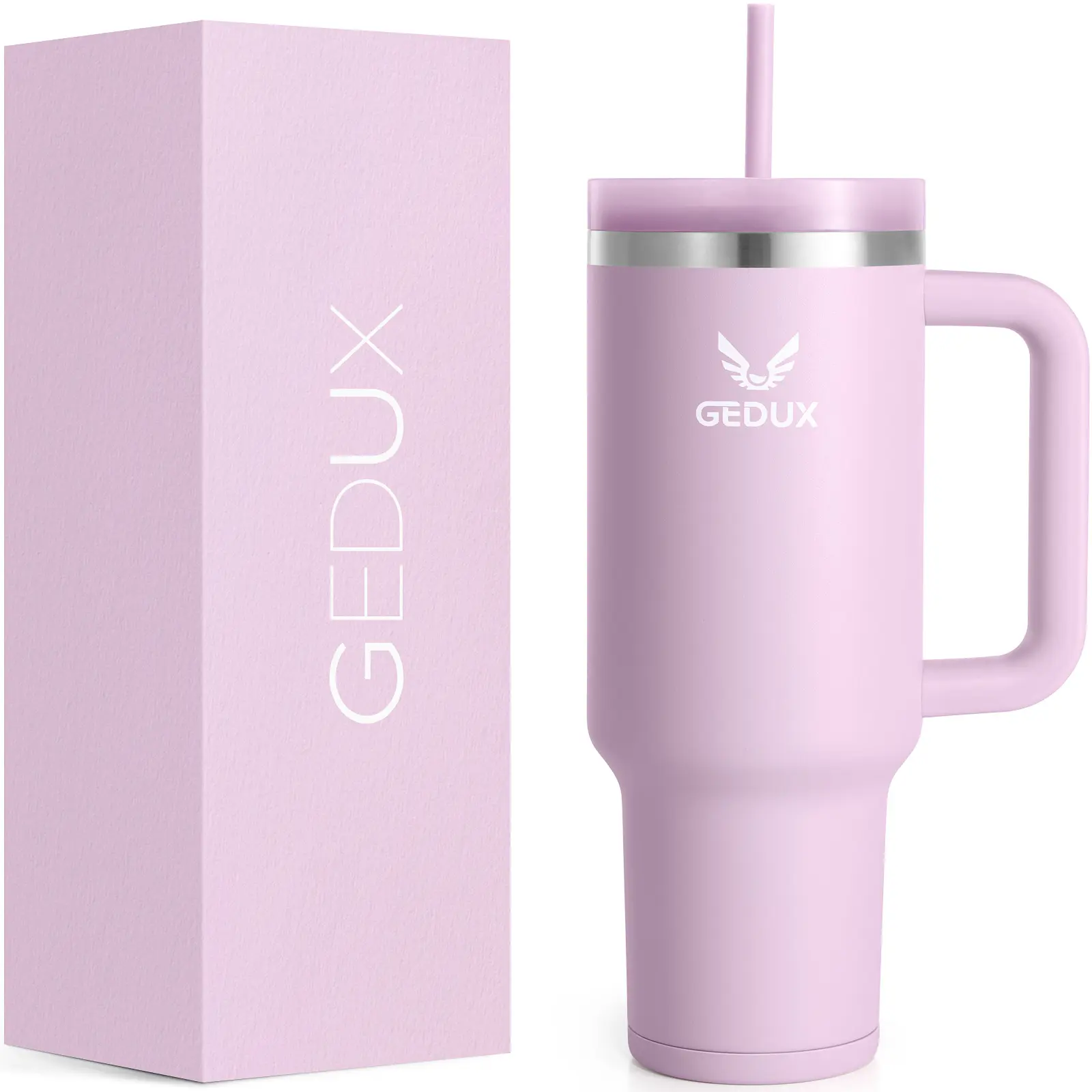 GEDUX 40oz Tumbler with Handle - Stainless Steel, 2-in-1 Leak Proof Lid, Non-Slip Silicone, Cupholder Friendly, Dishwasher Safe - Drinkware Bottles