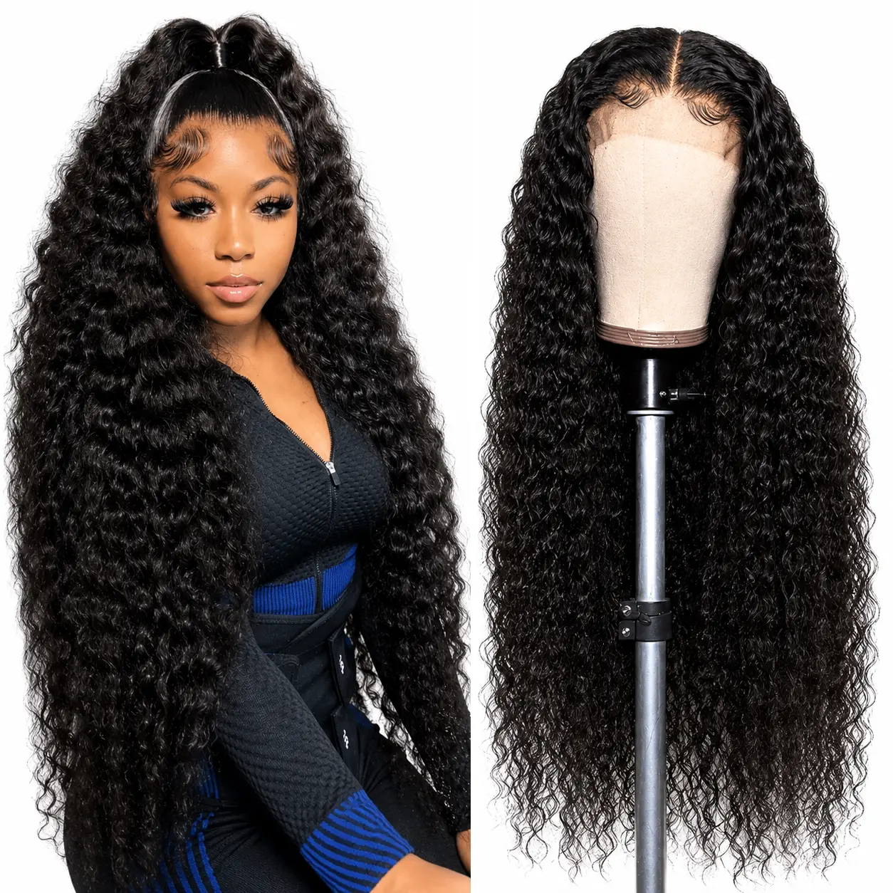 【99.9$ Sale 30-Inch】SQ Hair 30 Inch Natural Black Deep Wave & Body Wave & straight Human Hair Wig 13X4 HD Transparent Lace Front Wigs Human Hair 180% Density 13x4 HD Straight Lace Frontal Wig Pre Plucked