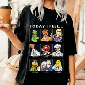 Vintage The Muppets Today I Feel All Character T-shirt, Kermit Miss Piggy Fozzie Animal Gonzo Shirt, The Muppets Tee Shirt