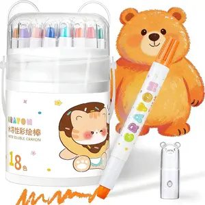18 Color Silky Twistable Crayons for Young Artists, Washable Art Supplies, Multicultural Pastel Gel Crayons, Easy Grip Coloring Gift back school supplies