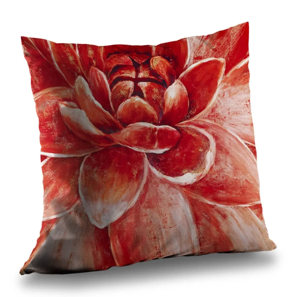 Begin Home Decor C1PT14140CZ8QG 14 x 14 in. Red Chrysanthemum Throw Pillow - Floral Poly Twill Decor