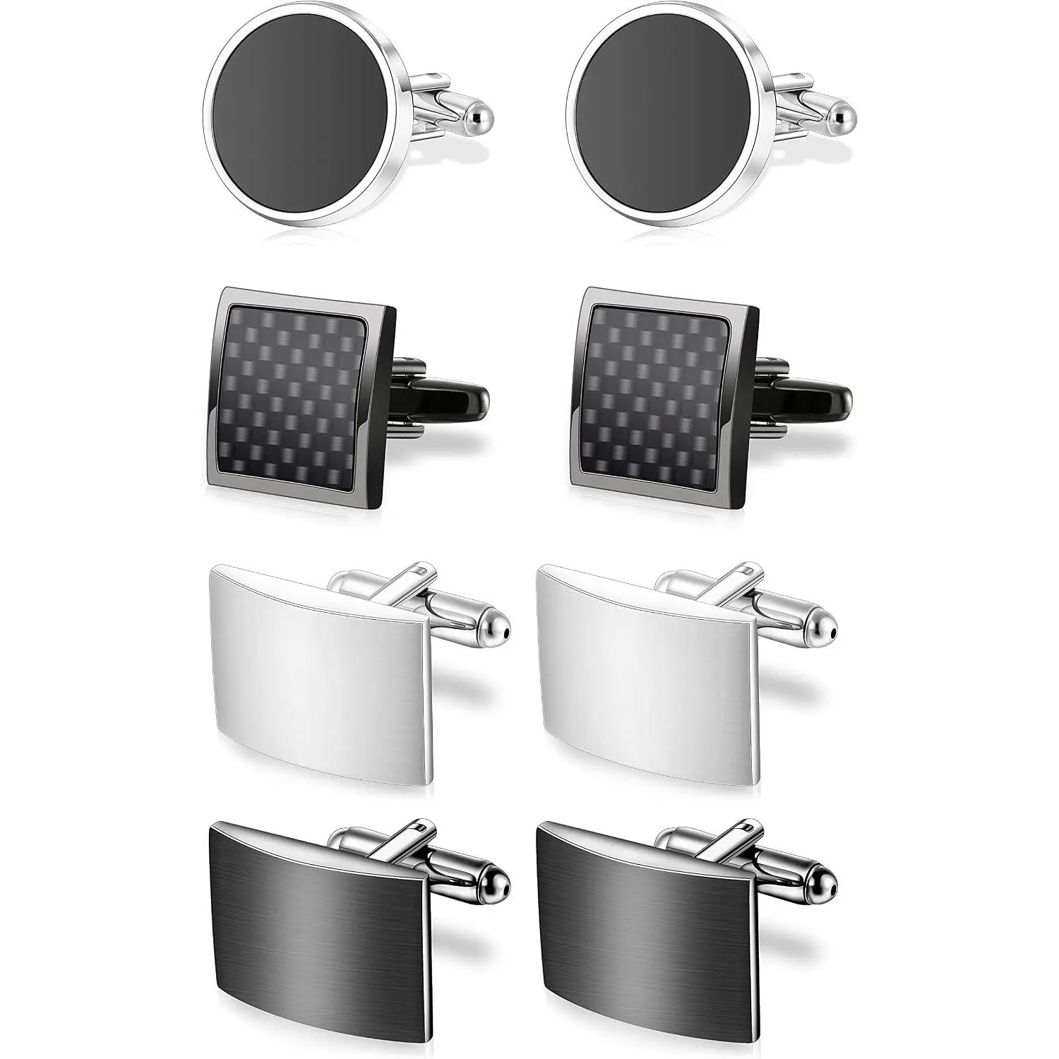 4 Pairs Cufflinks for Men Set Unique Cuff Links Mens Business Groom Gifts