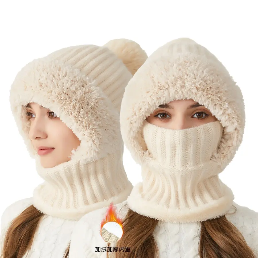 TikTokShopBlackFriday Women's Cozy Knit Beanie Hat with Pom Pom – Thickened Soft Winter Cap for Cold Weather, Solid Color Fashion Accessory for Women and Girls, Ideal for Daily Wear, Travel, and Outdoor Activities Bonnet Hood