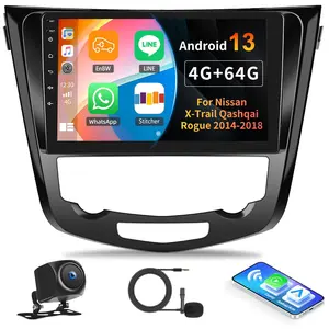 Android Radio for Nissan Rogue X-Trail Qashqai 2014 2015 2016 2017 2018, 10.1" Touch Screen Head Unit, Wireless CarPlay Android Auto, GPS Navigation, WiFi, DSP, Bluetooth, FM/RDS, Backup Camera