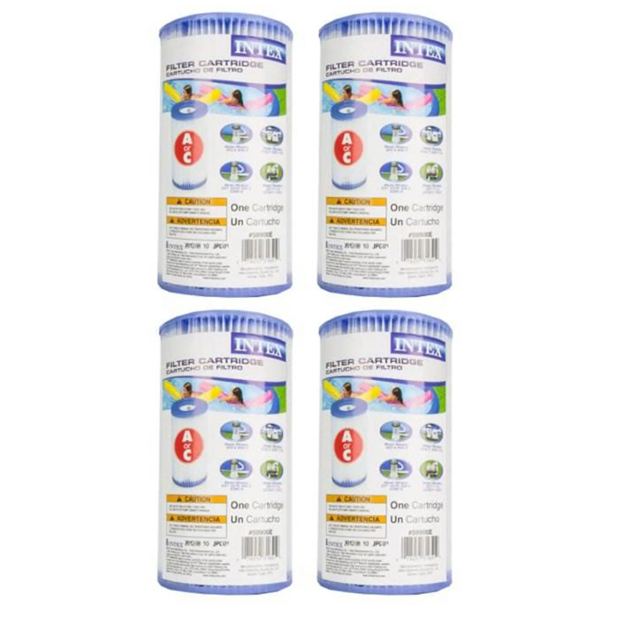 Intex Type A Easy Set Above Ground Pool Replacement Filter Cartridge, (4 Pack) Intex Type A Easy Set Above Ground Pool Replacement Filter Cartridge, (4 Pack)