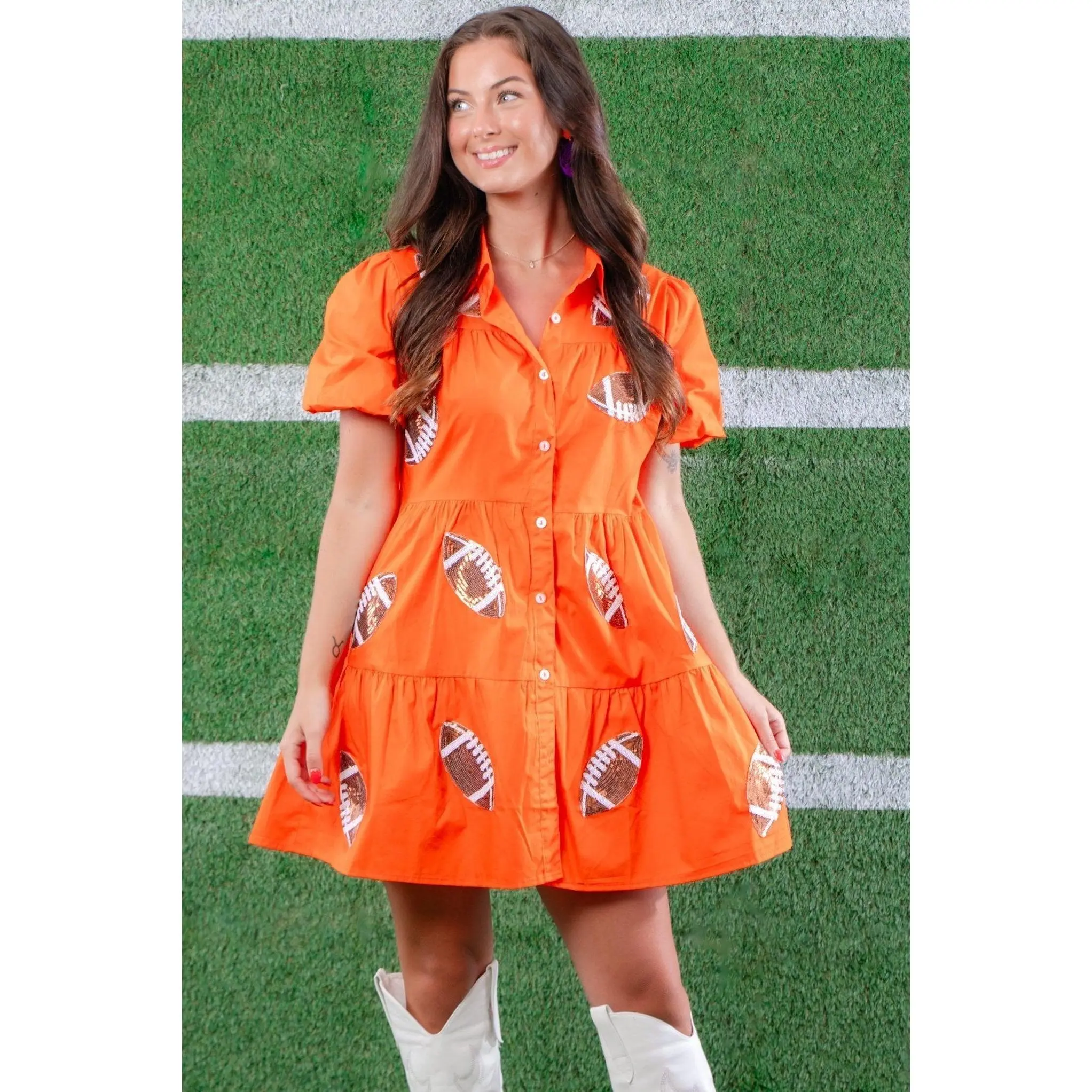 Orange Sequin Football Dress
