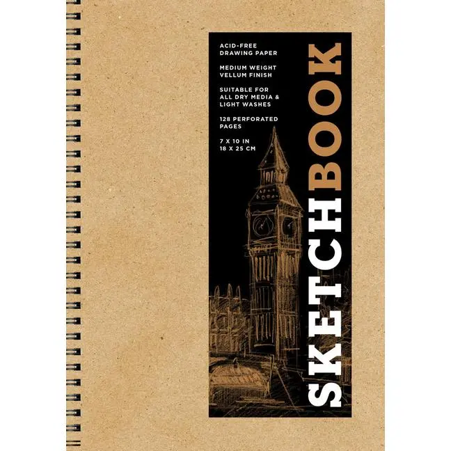 Sketchbook 7 X 10 Kraft Spiral Hardcover Mixed Media Sketchbook for Drawing: Acid-Free Quality Paper (128 Pages) by Union Square & Co