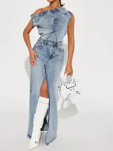 Demi Denim Maxi Dress - Medium Wash