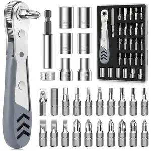 30in1 Right Angle Screwdriver, 36-Tooth Mini Ratchet Wrench, Angle Screwdriver for Tight Spaces, Low Profile Offset screwdriver, Magnetic Ratchet Screwdriver Repair Tool