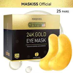 [Maskiss Official] 24K Gold Under Eye Patches, 25 Pairs Eye Masks for Puffy Eyes, Dark Circles, Wrinkles, Hydrating Collagen & Hyaluronic Acid Under Eye Pads for Men & Women