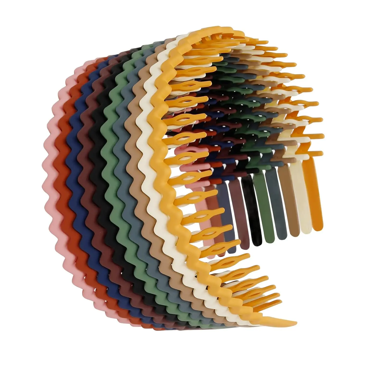 Women’s 10-Pack Elastic Fashion Headbands, Casual Round Band Thin Plastic Hairbands with Non-Slip Teeth, 10 Colors, 4.9in for Work Play, Headbands For Women, 4.9 Inch, 4.9" Diameter