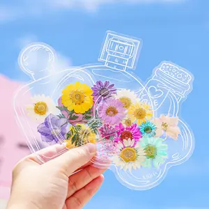 40pcs Large Size Bookmark, Leaf Bookmarks Flower Page Clips Bookmarks, Parent-Child Interaction Children Gifts Handmade DIY Transparent Beautiful Flower Page, Glass Bottle Wishing Bottle Sticker