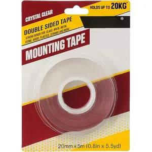 Double Sided Sticky Tape - 0.8 inch Wide, 16.4 ft Long, (TM) Clear Mounting Heavy Duty,  Adhesive, Removable & -Free, Sticky Tape for Walls, Glass, Metal,  &  (16.4 FT)