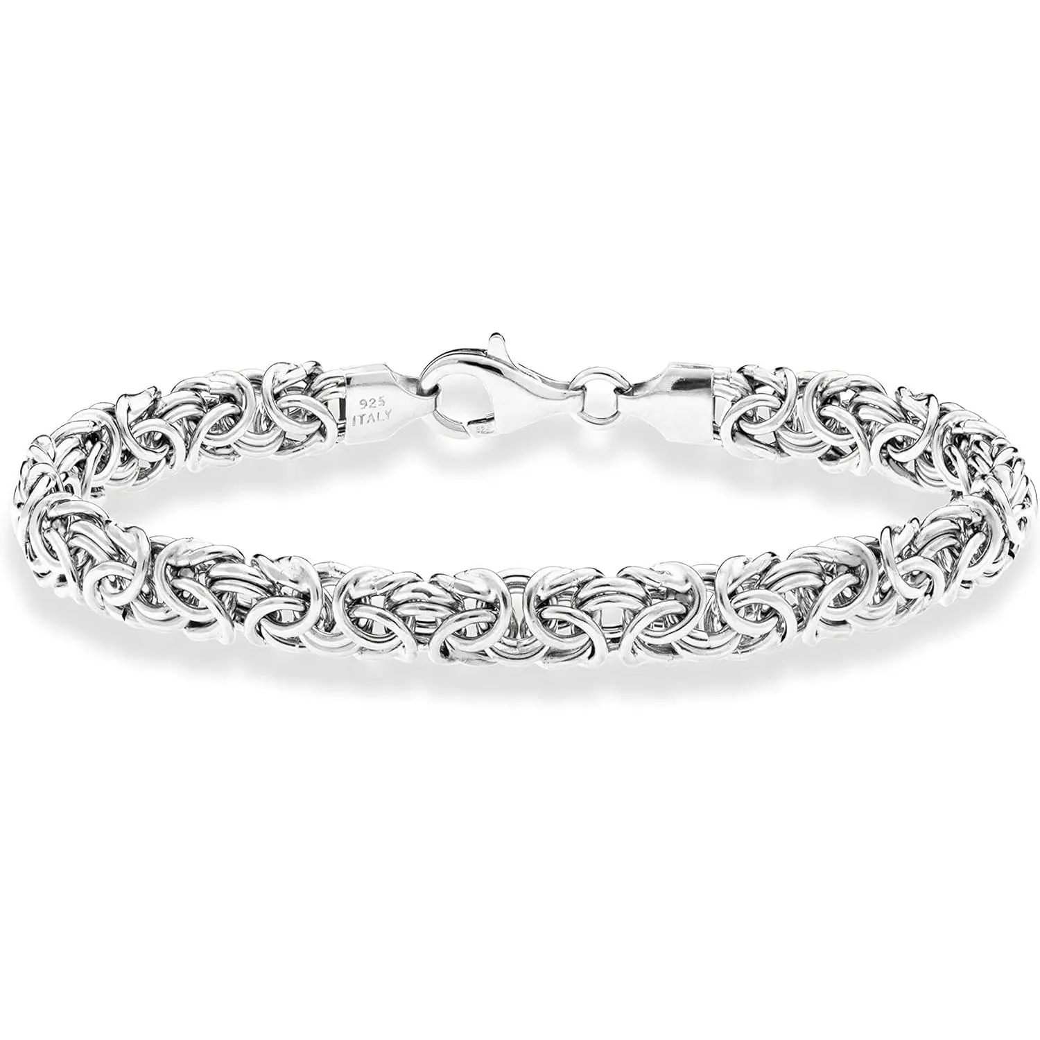Italian 925 Sterling Silver Byzantine Bracelet for Women, Handmade in Italy