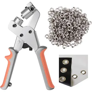 LACUISINE Grommet Tool Kit Handheld Hole Punch Pliers Portable Grommet Hand Press Machine Manual Puncher w/ 500 count  Grommets of 3/8 Inch (10mm)
