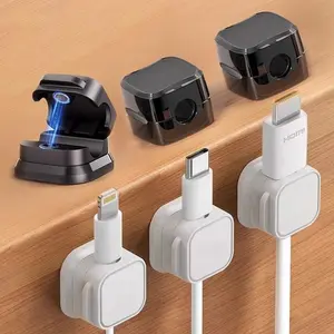 Magnetic Cable Clip, 6 Counts/set Cable Management Holder, Desk Organizer for Office & Kitchen Appliance Hidden Charging Cable Management, Office Accessories, Desk Gadgets