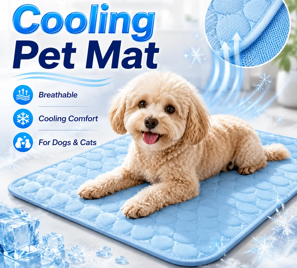 The Ultimate Cooling Pet Mat Breathable Washable Summer Pad Cat Dog Self Cool Blanket for Kennel Crate and Bed Sleeping Ice Silk