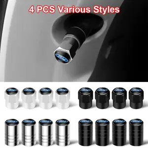 4Pcs 3D Metal For Ford ST Fiesta Focus 2 3 MK2 MK3 Mondeo MK7 Kuga Ranger Fusion Mustang Transit Ecosport Automotive Accessories Car Styling Wheel Tire Air Valve Stem Caps Dust Covers