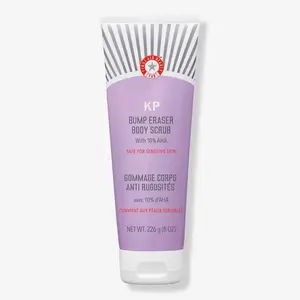 First Aid Beauty - KP Bump Eraser Body Scrub with 10% AHA, Keratosis Pilaris Skin Exfoliater with Glycolic and Lactic acids, Helps Reduce Chicken Skin Bumps, Safe for Sensitive Skin, 8 oz