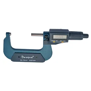 Dasqua Electronic Digital Outside Micrometer, 50-75mm/2-3" Range, 0.004mm/0.00015" Accuracy, Carbide-Tipped, Class A Electrostatic Discharge, Easy-to-Read Display