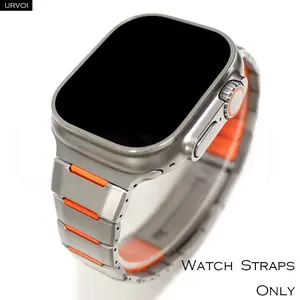 URVOI Band for Apple Watch Ultra 3 2 1 Series 11 10 9 8 7 6 SE Fine stainless steel strap with quality silicone Fold Custom Buckle Watch Straps