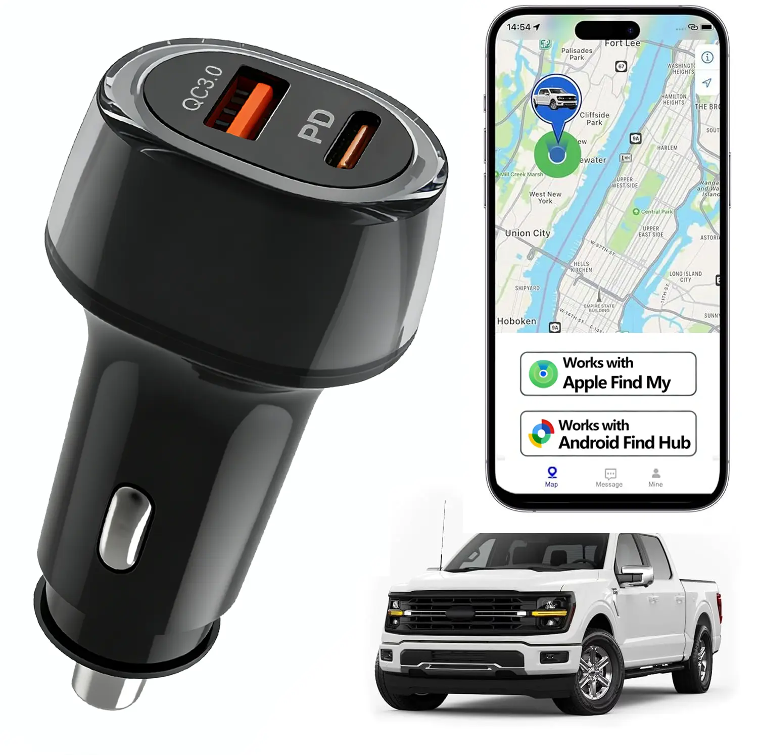 FancyDove Car Tracker for Vehicles, Discrete Tracking Device, Anti-Theft Parking Locator, Really Charges Phones, Similar to GPS but No Monthly Fee No SIM Card Required, for iOS & Android